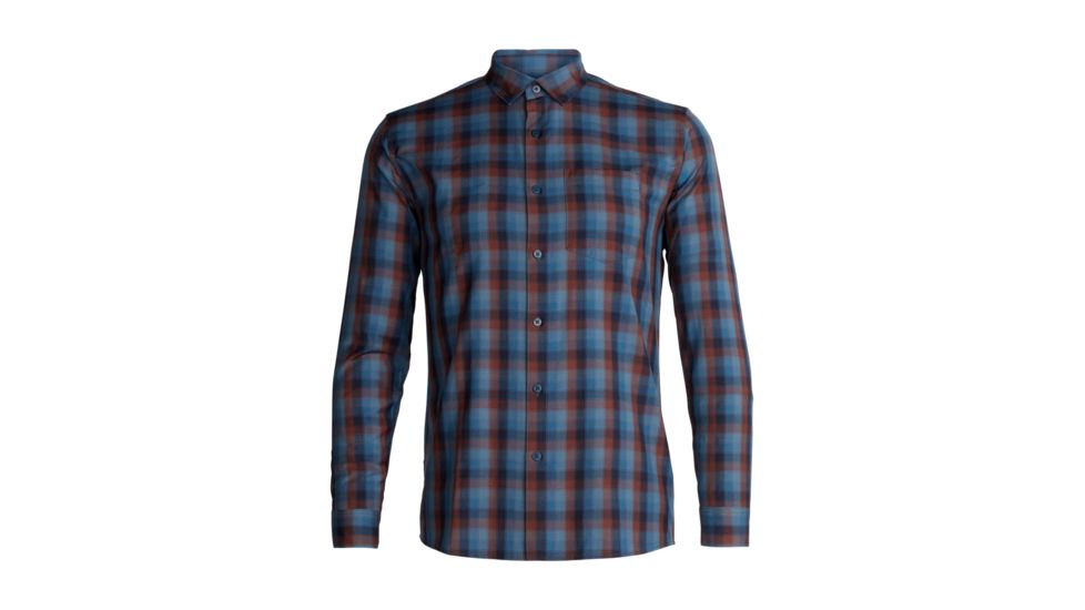 Icebreaker Departure II Long Sleeve Shirt - Mens, Midnight Navy/Granite Blue/Plaid, Medium, 104512-401-M