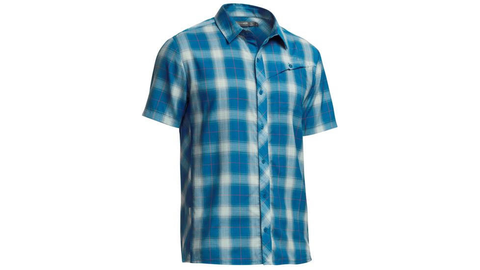 Icebreaker Departure Short Sleeve Shirt - Mens-Petrol Plaid-Medium