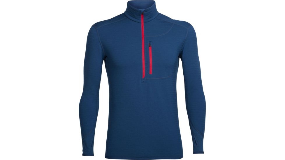 Icebreaker Descender Long Sleeve Half Zip - Men's-Largo/Rocket-X-Large