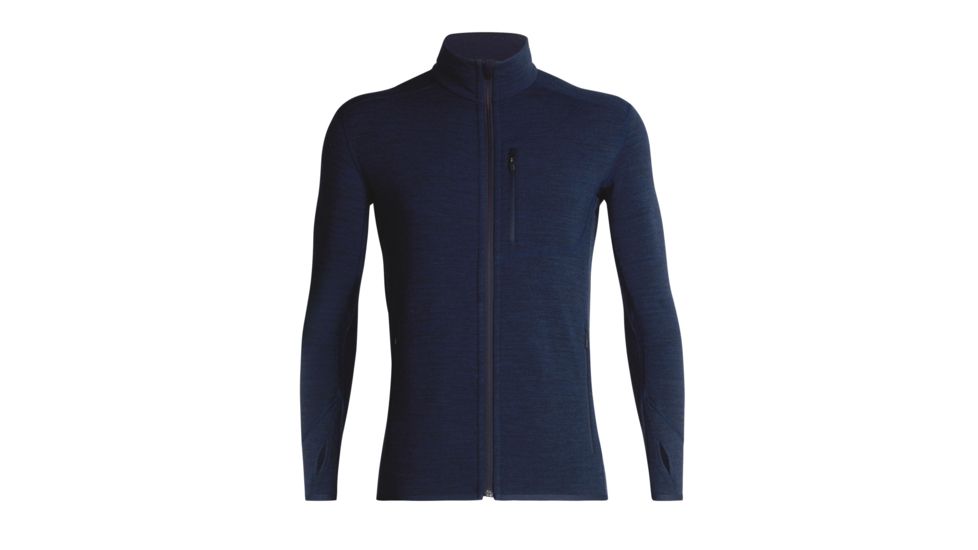 Icebreaker Descender Long Sleeve Zip - Mens, Dark Night Heather/Chili Red, Medium, 103464-404-M