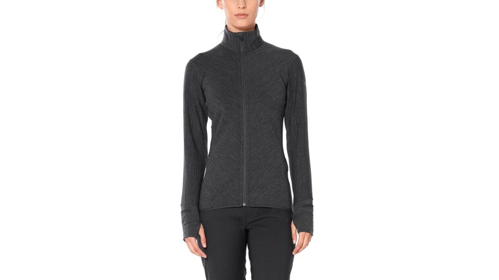 Icebreaker Descender Long Sleeve Zip - Womens, Jet HTHR, Small, 103900002S