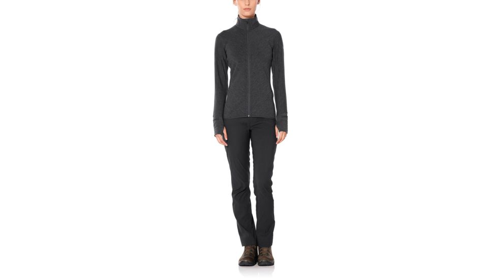 Icebreaker Descender Long Sleeve Zip - Womens, Jet HTHR, Small, 103900002S