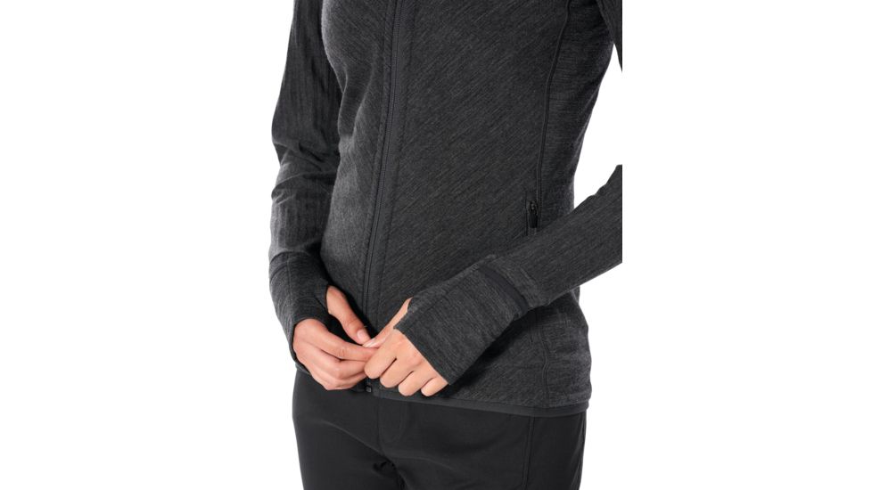 Icebreaker Descender Long Sleeve Zip - Womens, Jet HTHR, Small, 103900002S