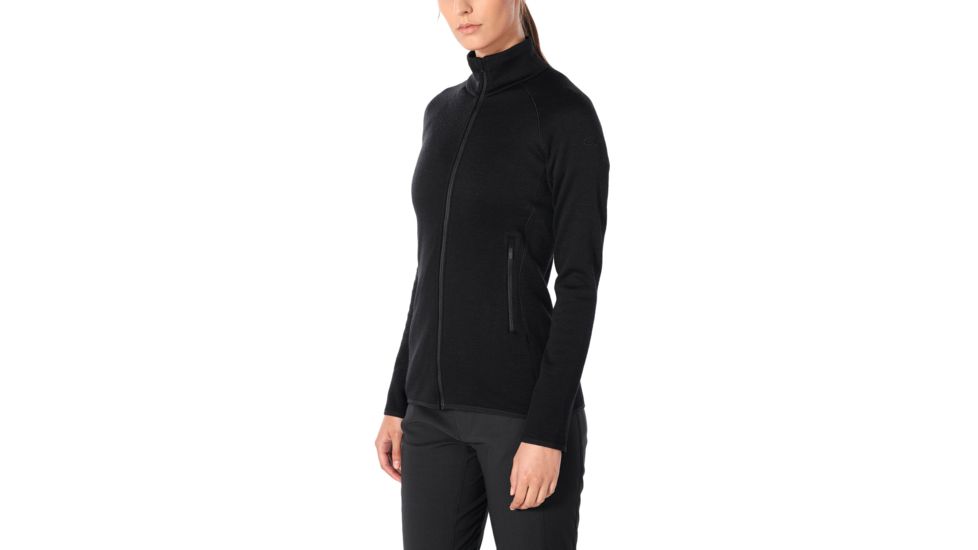 Icebreaker Elemental Long Sleeve Zip - Womens, Black, Small, 104895001S