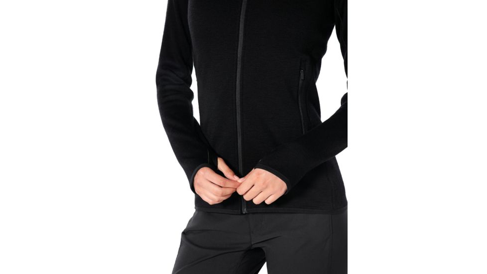 Icebreaker Elemental Long Sleeve Zip - Womens, Black, Small, 104895001S
