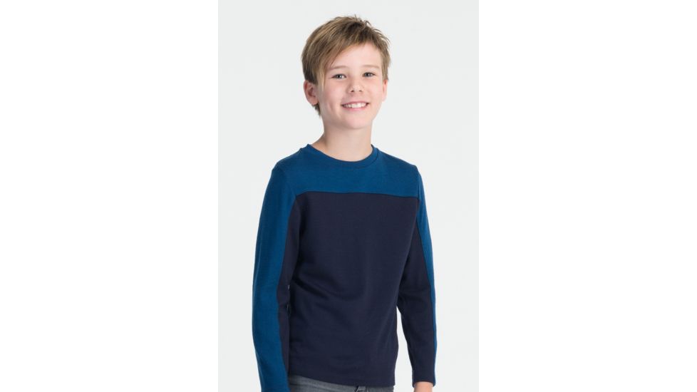 Icebreaker Fervor Long Sleeve Crew - Boy's-Admiral/Largo-2