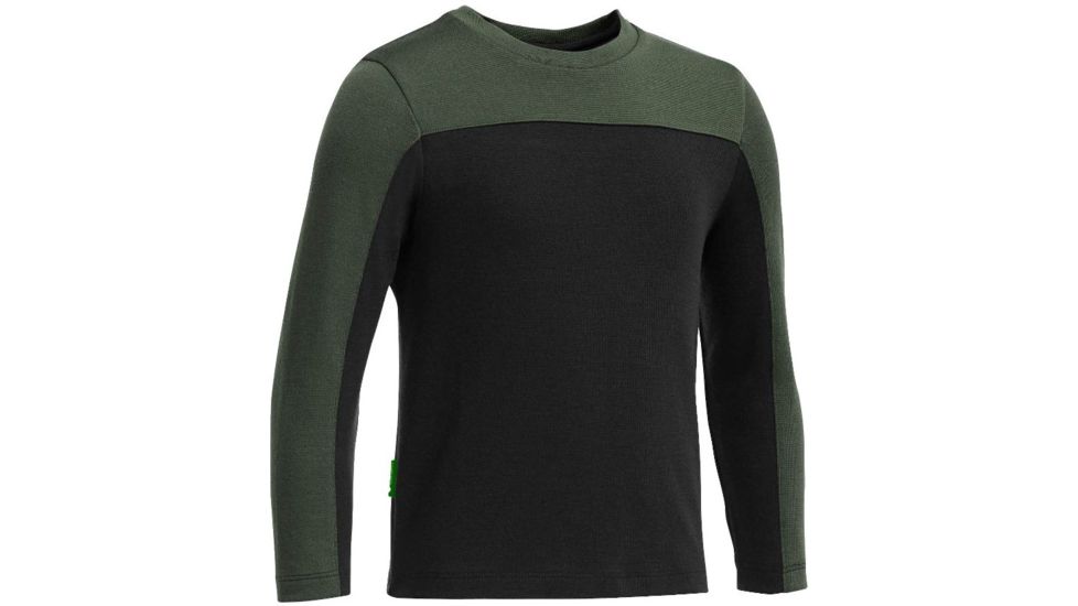 Icebreaker Fervor Long Sleeve Crew - Boys-Black/Conifer-6