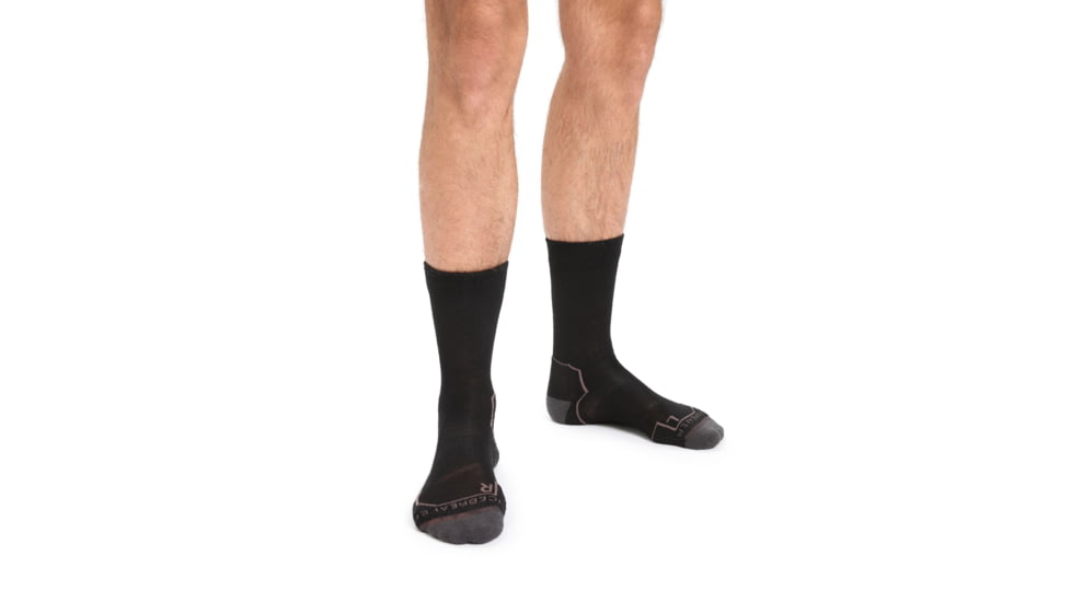 Icebreaker Hike+ Light Crew Socks - Mens, Black/Mink/Monsoon, Medium, IB105103285M