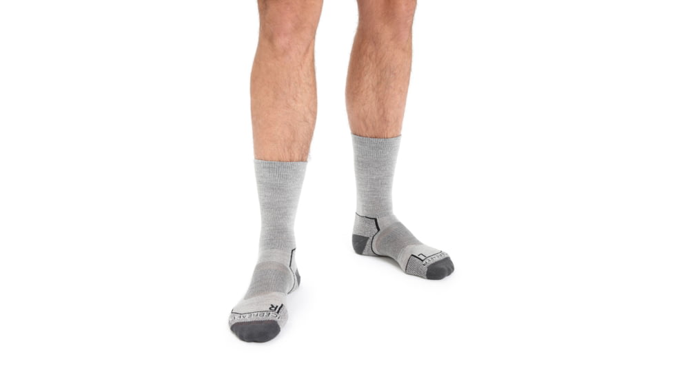 Icebreaker Hike+ Light Crew Socks - Mens, Blizzard Heather, Medium, IB105103017M