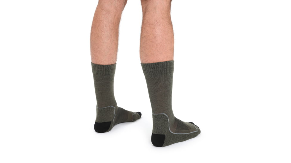 Icebreaker Hike+ Light Crew Socks - Mens, Loden/Black/Gritstone Heather, Medium, IB105103282M