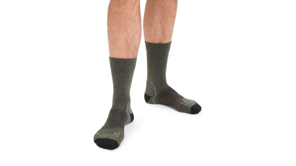 Icebreaker Hike+ Light Crew Socks - Men's, Loden/Black/Gritstone Heather, Medium, IB105103282M