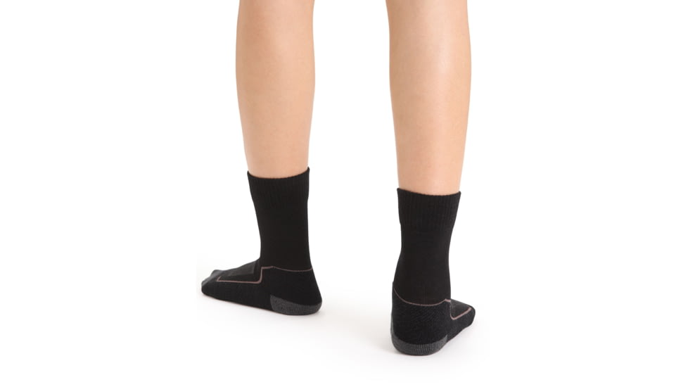 Icebreaker Hike+ Light Crew Socks - Womens, Black/Monsoon/Mink, Small, IB105099272S