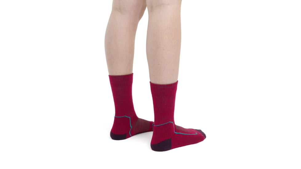 Icebreaker Hike+ Light Crew Socks - Womens, Electpnk/Nghtshad/Flxgren, Medium, IB105099975M