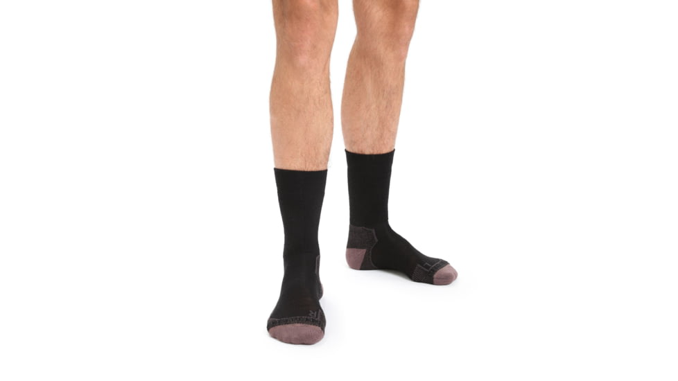 Icebreaker Hike+ Medium Crew Socks - Men's, Black/Mink/Monsoon, Large, IB105101285L