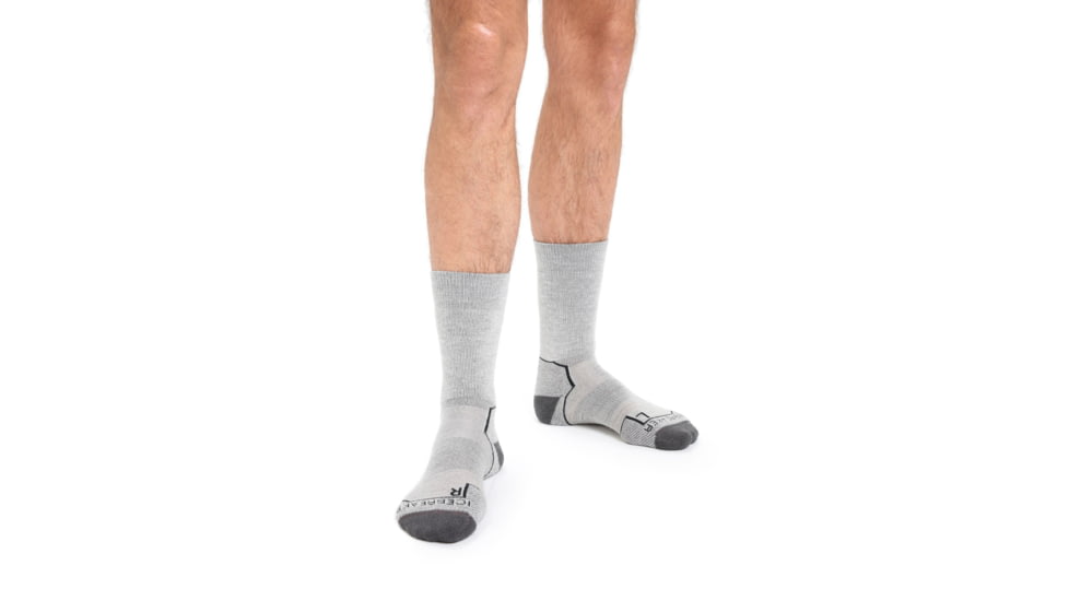 Icebreaker Hike+ Medium Crew Socks - Mens, Blizzard Heather, Large, IB105101017L