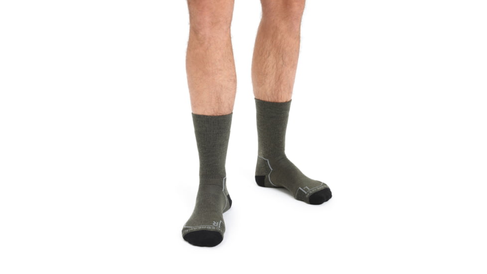 Icebreaker Hike+ Medium Crew Socks - Men's, Loden/Black/Gritstone Heather, Medium, IB105101282M