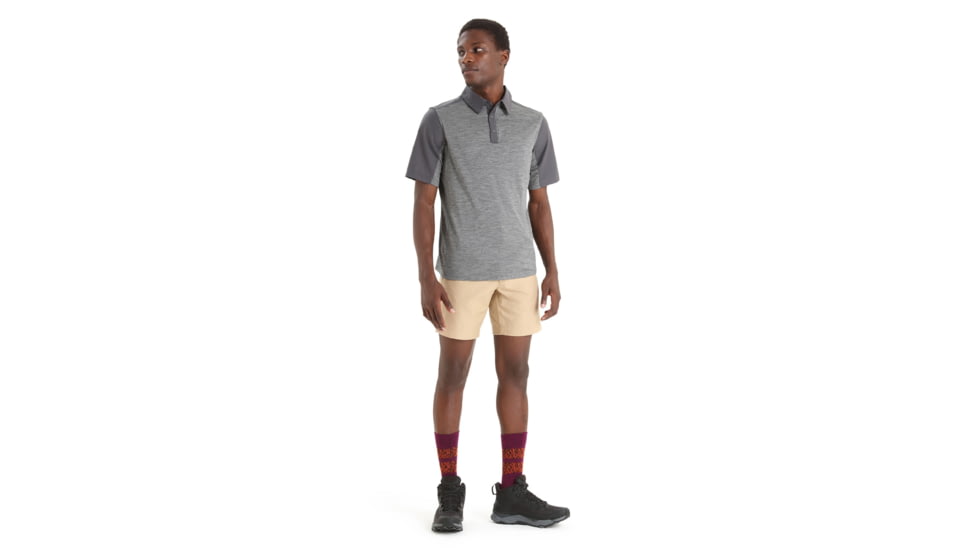 Icebreaker Hike Short Sleeve Top - Mens, Monsoon/Gritstone Heather/Cb, Extra Small, IB0A56OK789XS