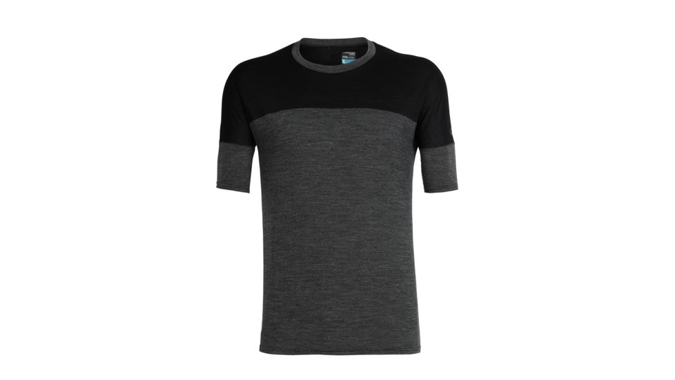 Icebreaker Kinetica Short Sleeve Crewe - Mens, Black HTHR/Black, L, 104582001L