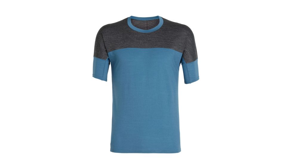 Icebreaker Kinetica Short Sleeve Crewe - Mens, Thunder/Midnight Navy Hthr/Reflective, L, 104582401L