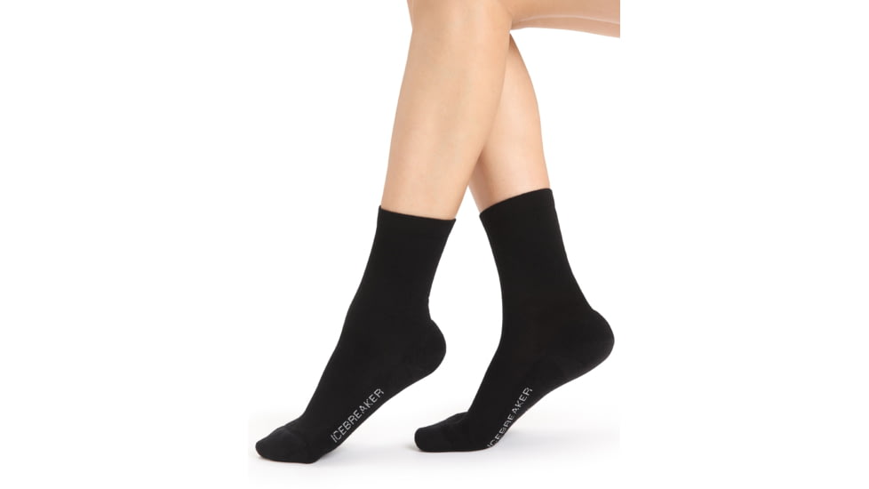 Icebreaker Lifestyle Light Crew Socks - Womens, Black, Large, IBIBN313001L