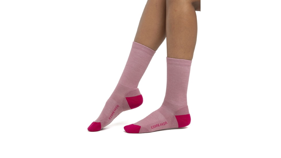 Icebreaker Lifestyle Light Crew Socks - Womens, Crystal/Electron Pink, Medium, IBIBN313A56M