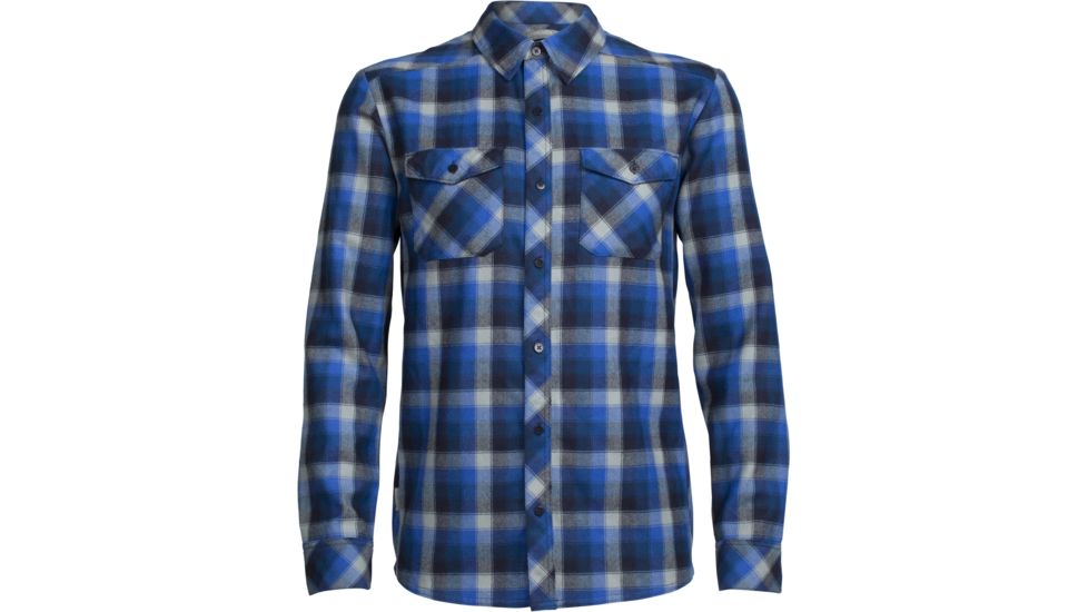 Icebreaker Lodge Long Sleeve Flannel Shirt - Men's-Largo/Midnight Navy/Plaid-Large