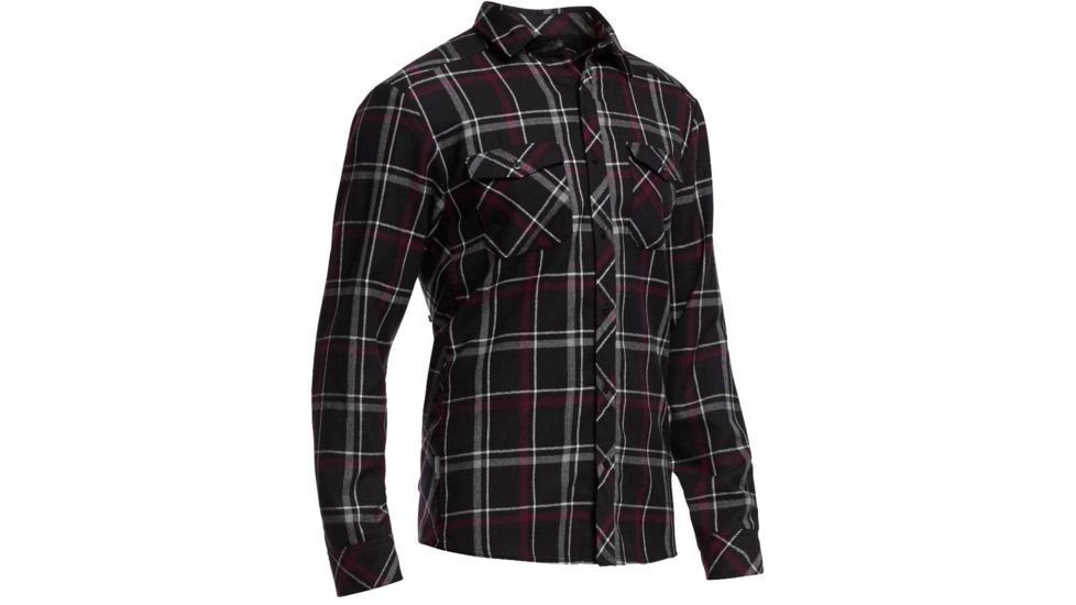 Icebreaker Lodge Long Sleeve Flannel Shirt - Mens-Carbon/Redwood-Medium