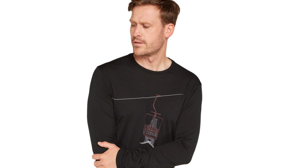 Icebreaker Men Merino 150 Tech Lite LS Tee Bear Lift, Black, XL, IB0A573Y001XL