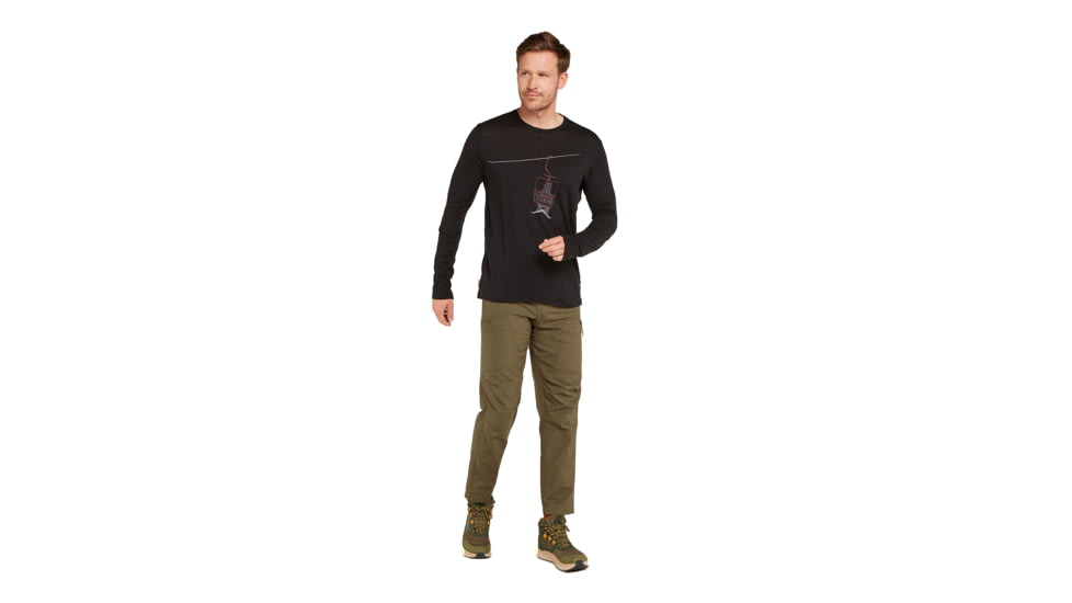 Icebreaker Men Merino 150 Tech Lite LS Tee Bear Lift, Black, XL, IB0A573Y001XL