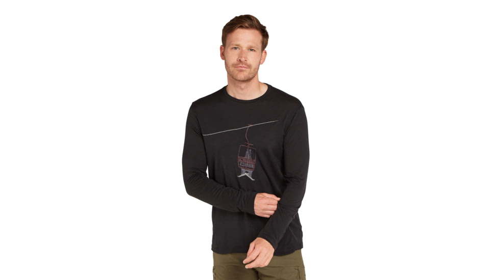 Icebreaker Men Merino 150 Tech Lite LS Tee Bear Lift, Black, XL, IB0A573Y001XL