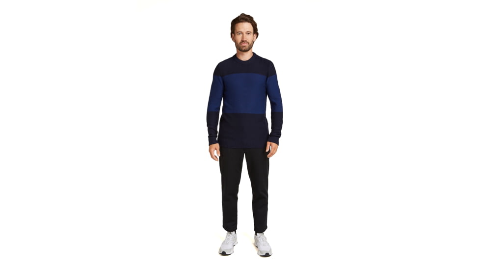 Icebreaker Men Waypoint Crewe Sweater, Midnight Navy/Royal Navy/CB, M, IB104328938M