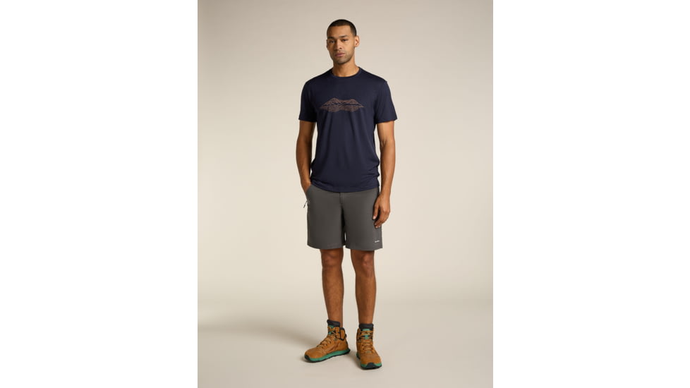 Icebreaker Merino 150 Tech Lite SS T-Shirt Pukaki Reflected - Mens, Midnight Navy, 2XL, IB0A572Q401XXL