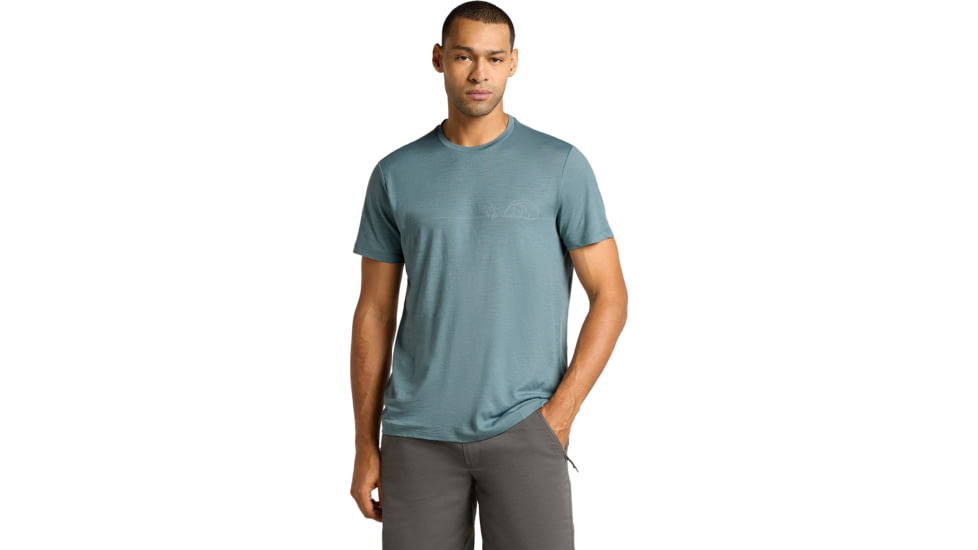 Icebreaker Merino 150 Tech Lite SS T-Shirt Single Line Camp - Mens, Blue Ash, Small, IB0A573X0A5S