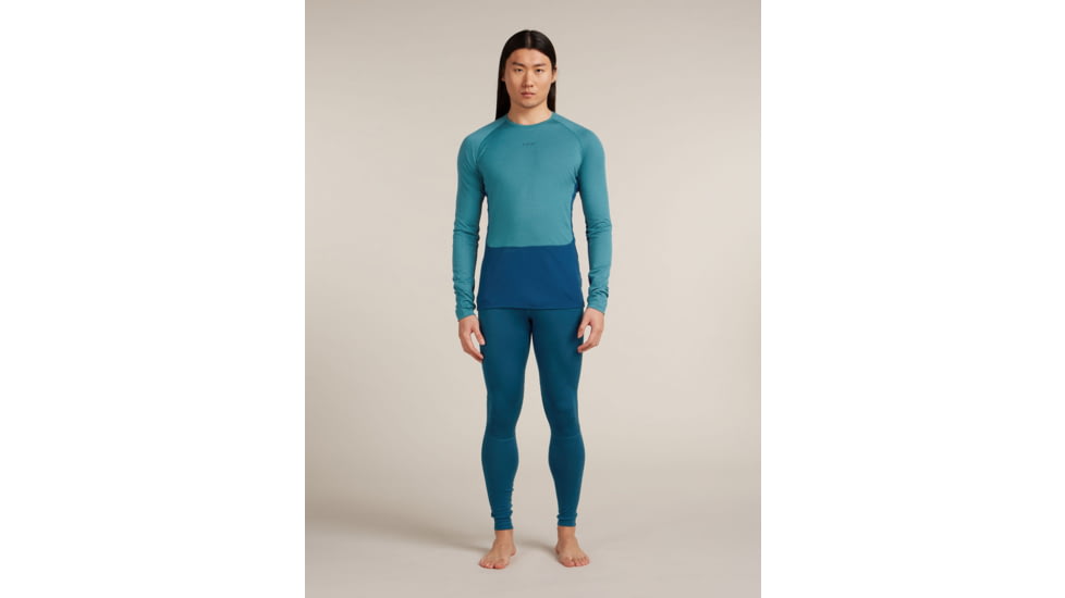 Icebreaker Merino 200 ZoneKnit Long Sleeve Crew Thermal Top - Mens, Atlantis/Topaz/CB, Extra Large, IB0A579O0J7XL