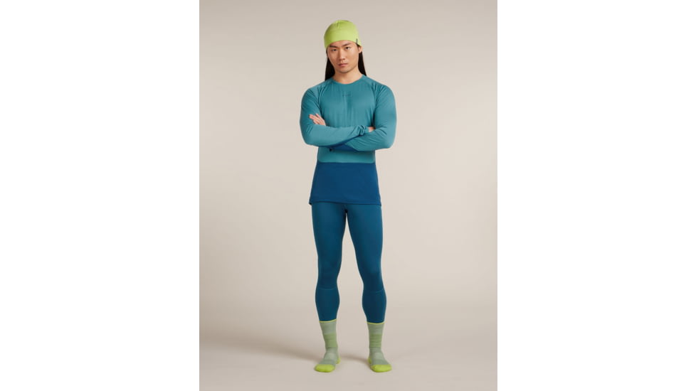 Icebreaker Merino 200 ZoneKnit Long Sleeve Crew Thermal Top - Mens, Atlantis/Topaz/CB, Extra Large, IB0A579O0J7XL
