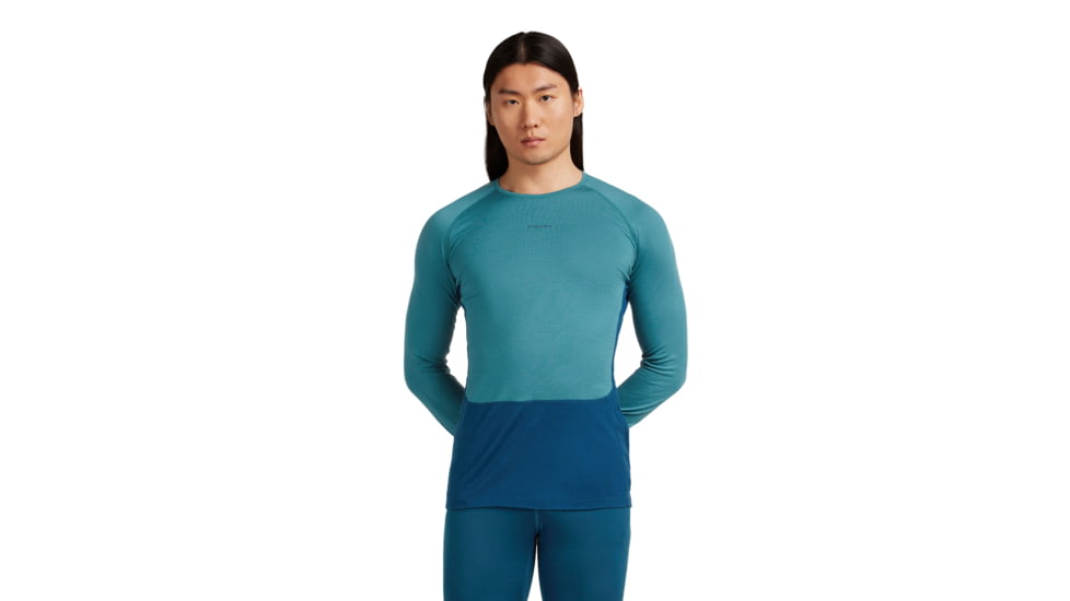 Icebreaker Merino 200 ZoneKnit Long Sleeve Crew Thermal Top - Mens, Atlantis/Topaz/CB, Extra Large, IB0A579O0J7XL