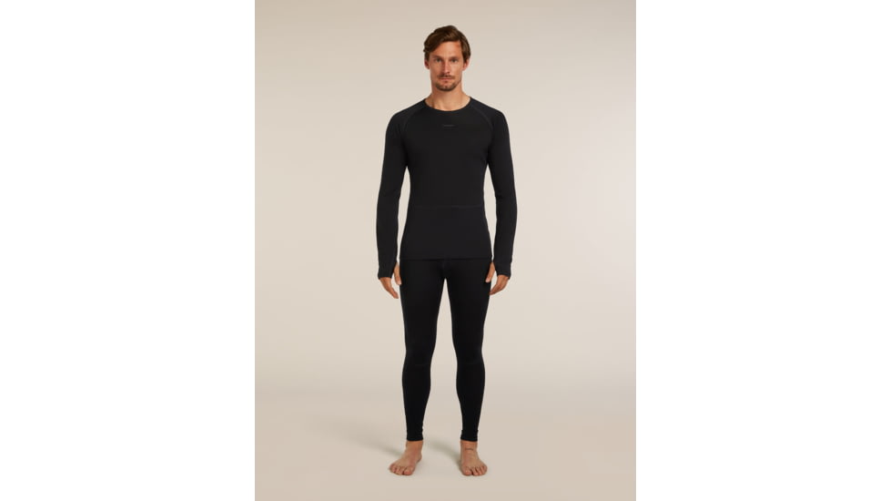 Icebreaker Merino 200 ZoneKnit Long Sleeve Crew Thermal Top - Mens, Black, Extra Large, IB0A579O001XL