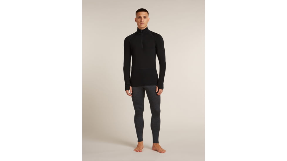 Icebreaker Merino 200 ZoneKnit Long Sleeve Half Zip Thermal Top - Mens, Black, Large, IB0A57CH001L