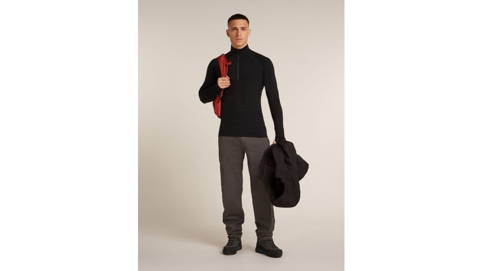 Icebreaker Merino 200 ZoneKnit Long Sleeve Half Zip Thermal Top - Mens, Black, Large, IB0A57CH001L
