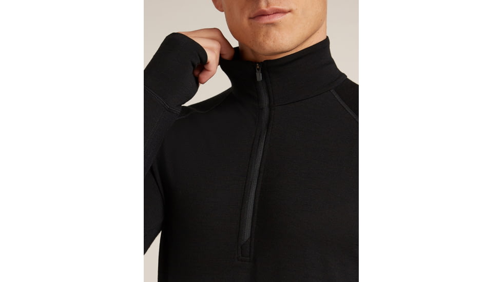 Icebreaker Merino 200 ZoneKnit Long Sleeve Half Zip Thermal Top - Mens, Black, Large, IB0A57CH001L