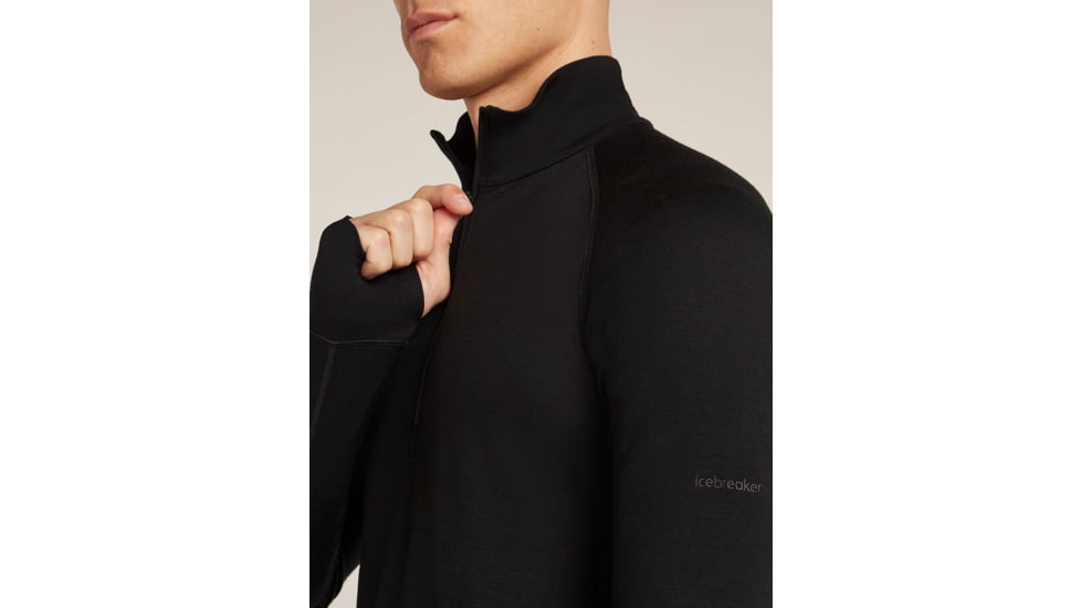 Icebreaker Merino 200 ZoneKnit Long Sleeve Half Zip Thermal Top - Mens, Black, Large, IB0A57CH001L