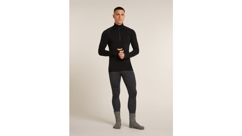Icebreaker Merino 200 ZoneKnit Long Sleeve Half Zip Thermal Top - Mens, Black, Large, IB0A57CH001L