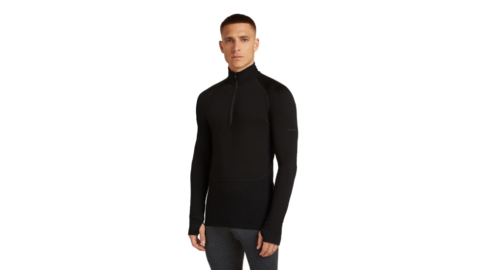 Icebreaker Merino 200 ZoneKnit Long Sleeve Half Zip Thermal Top - Mens, Black, Large, IB0A57CH001L