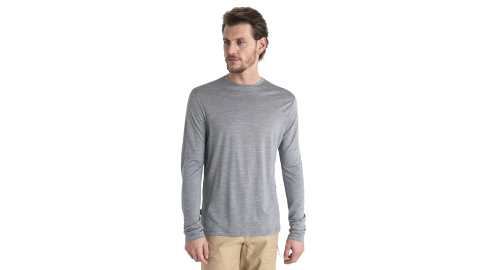 Icebreaker Merino Blend 125 Cool-Lite Sphere Long Sleeve Tee - Mens, Metro HTHR, Medium, IB0A56ZL016M