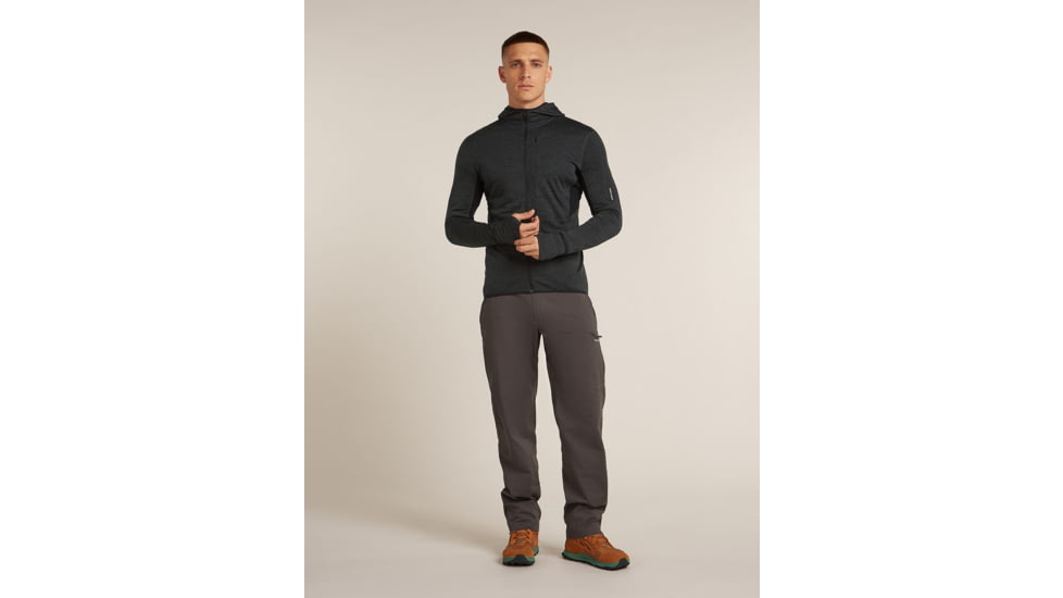 Icebreaker Merino Blend 200 RealFleece Descender Long Sleeve Zip Hoodie - Mens, Jet HTHR/Black/CB, Large, IBBA56VZ944L