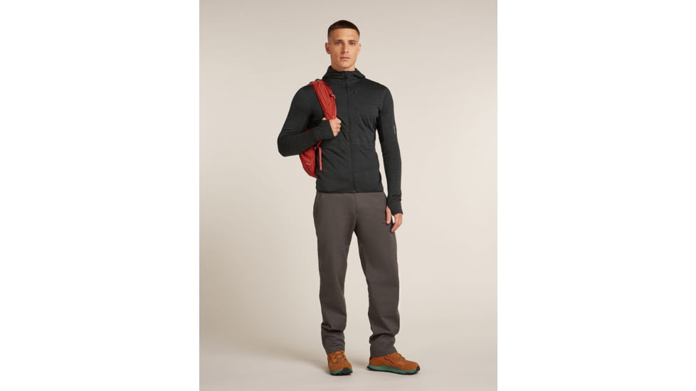 Icebreaker Merino Blend 200 RealFleece Descender Long Sleeve Zip Hoodie - Mens, Jet HTHR/Black/CB, Large, IBBA56VZ944L