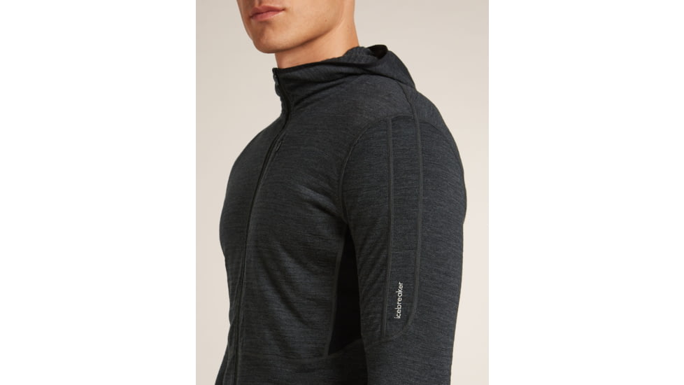 Icebreaker Merino Blend 200 RealFleece Descender Long Sleeve Zip Hoodie - Mens, Jet HTHR/Black/CB, Large, IBBA56VZ944L