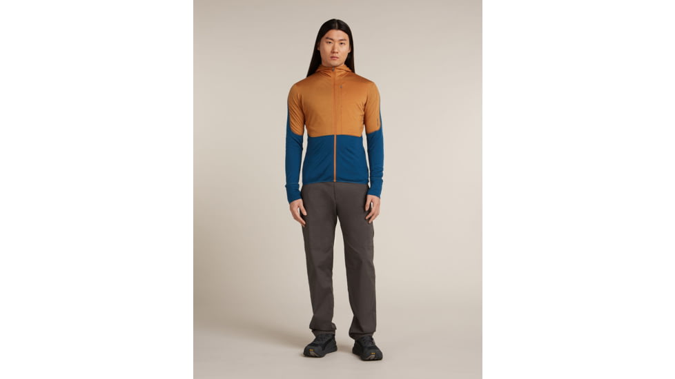Icebreaker Merino Blend 200 RealFleece Descender Long Sleeve Zip Hoodie - Mens, Trail/Atlantis/CB, Large, IBBA56VZ0J5L