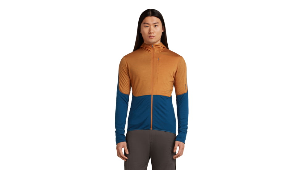 Icebreaker Merino Blend 200 RealFleece Descender Long Sleeve Zip Hoodie - Mens, Trail/Atlantis/CB, Large, IBBA56VZ0J5L