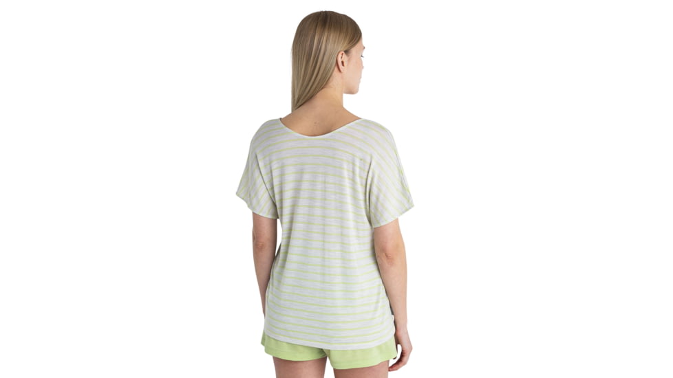 Icebreaker Merino Drayden Reversible SS Top Stripe - Womens, Ecru Heather/Glazen/S, Medium, IB0A56ZWB78M